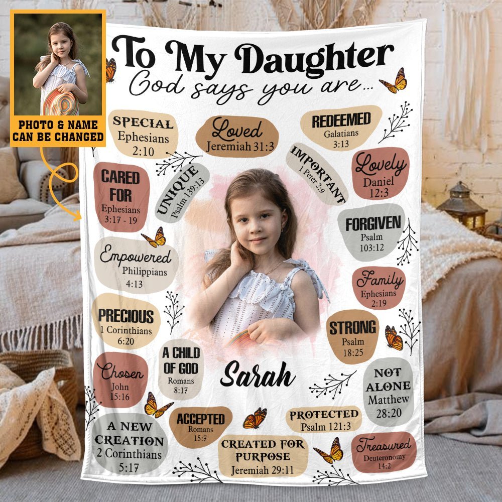 To My Daughter /Son - God Says You Are Photo - Personalized Blanket - Best Gift For Daughter, Granddaughter, Son, Grandson - Giftago