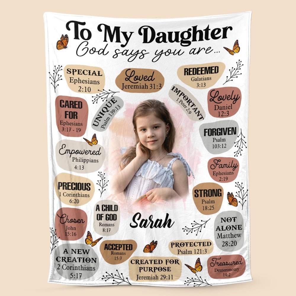 To My Daughter /Son - God Says You Are Photo - Personalized Blanket - Best Gift For Daughter, Granddaughter, Son, Grandson - Giftago