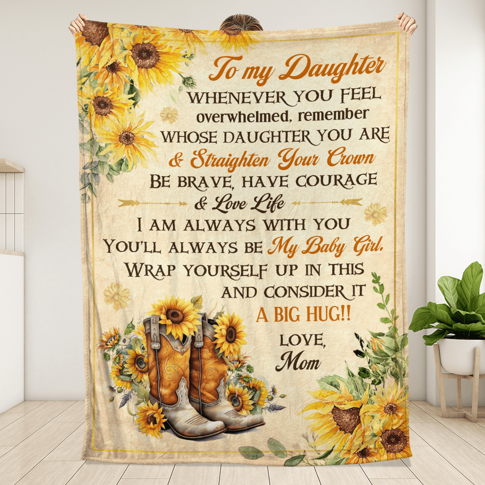 To My Daughter Sunflower Blanket - Personalized Blanket - Giftago