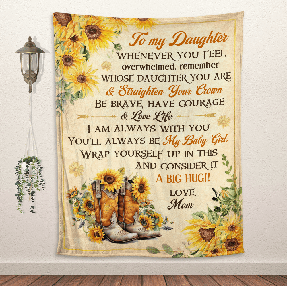 To My Daughter Sunflower Blanket - Personalized Blanket - Giftago