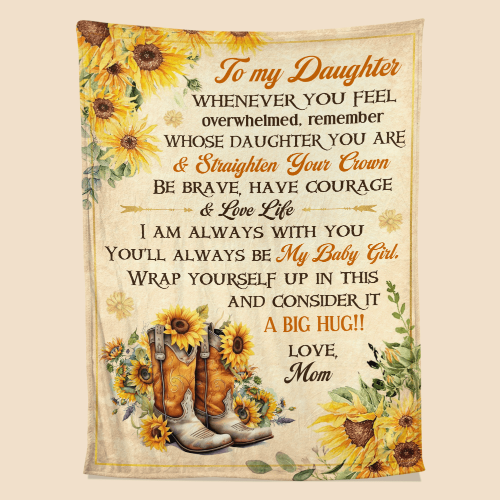 To My Daughter Sunflower Blanket - Personalized Blanket - Giftago