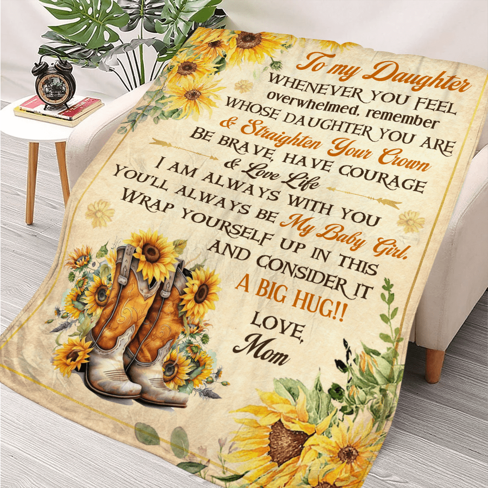 To My Daughter Sunflower Blanket - Personalized Blanket - Giftago