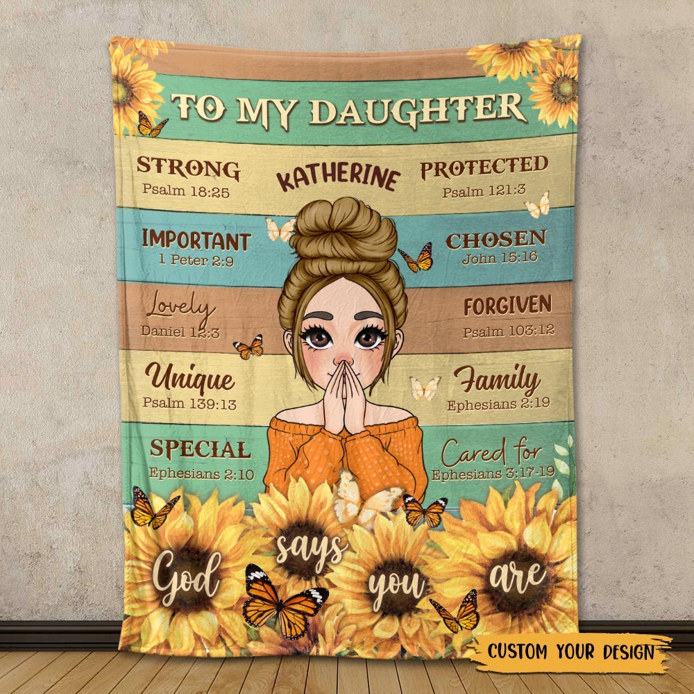 To My Daughter Sunflower - Personalized Blanket - Best Gift For Daughter, Granddaughter - Giftago