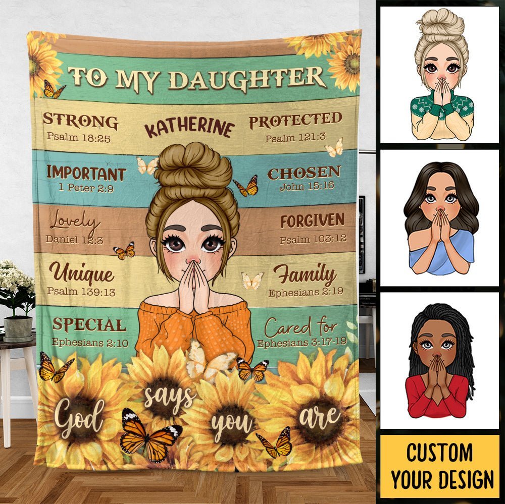 To My Daughter Sunflower - Personalized Blanket - Best Gift For Daughter, Granddaughter - Giftago