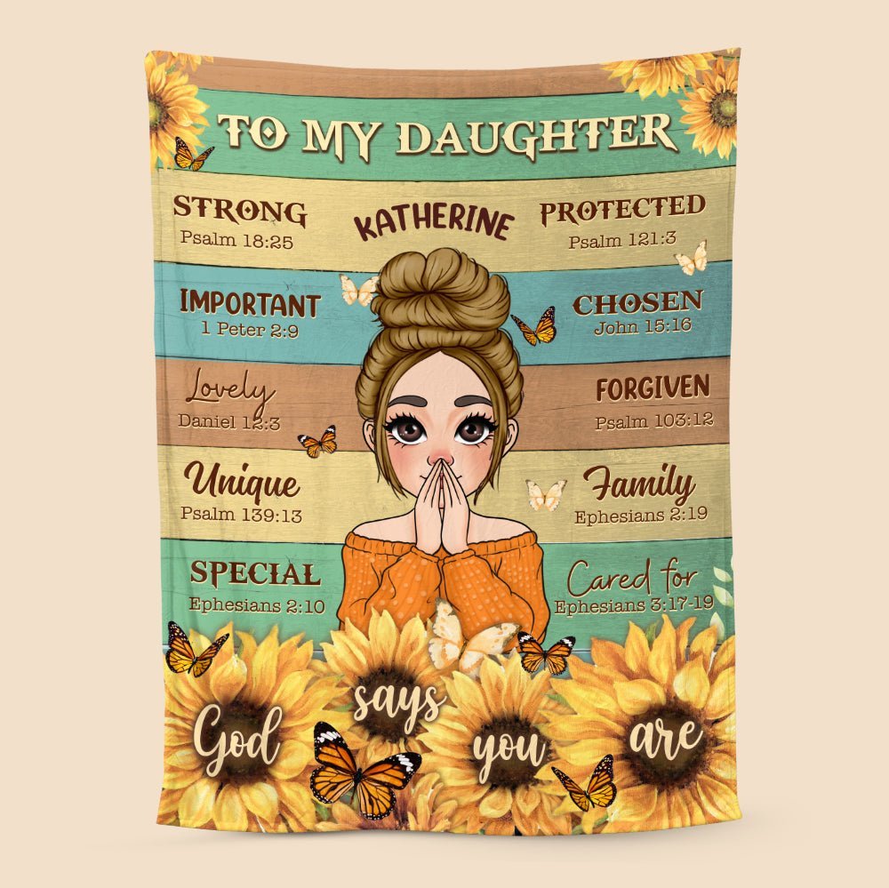 To My Daughter Sunflower - Personalized Blanket - Best Gift For Daughter, Granddaughter - Giftago