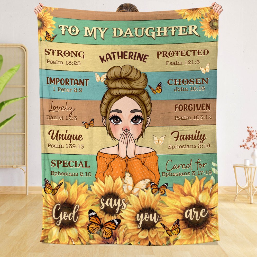 To My Daughter Sunflower - Personalized Blanket - Best Gift For Daughter, Granddaughter - Giftago