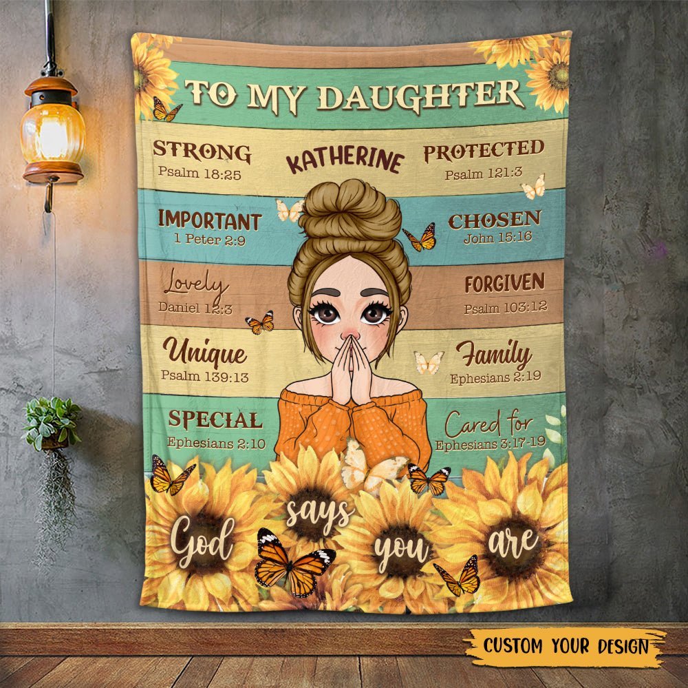 To My Daughter Sunflower - Personalized Blanket - Best Gift For Daughter, Granddaughter - Giftago