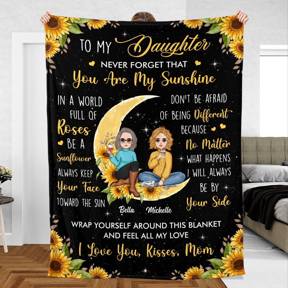 To My Daughter - You Are My Sunshine - Personalized Blanket - Best Gift For Daughter, Granddaughter - Giftago