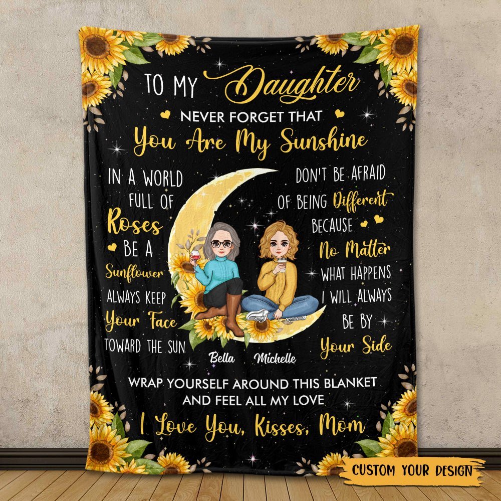 To My Daughter - You Are My Sunshine - Personalized Blanket - Best Gift For Daughter, Granddaughter - Giftago