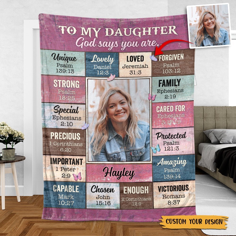 To My Daughter/Granddaughter - God Says You Are Pink Photo - Personalized Blanket - Best Gift For Daughter, Granddaughter - Giftago