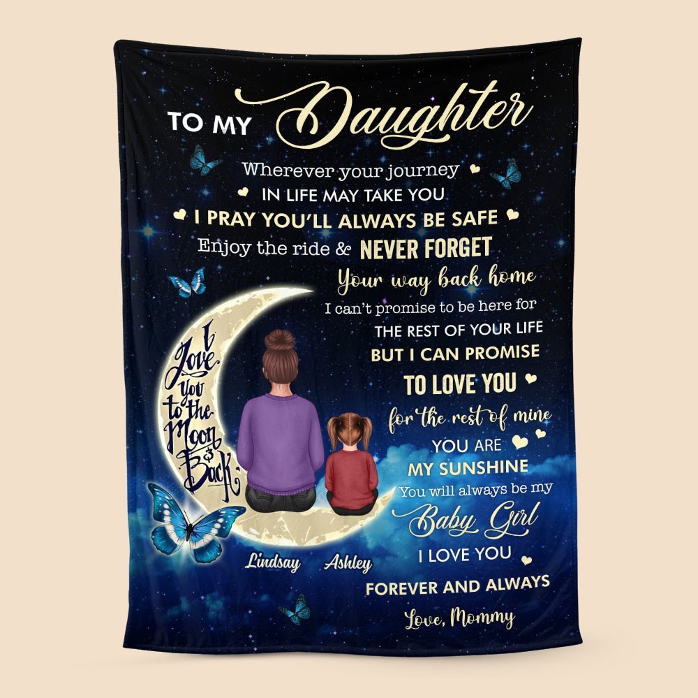 To My Daughter/Granddaughter Love You To The Moon And Back - Personalized Blanket - Meaningful Gift For Christmas, For Birthday - Giftago