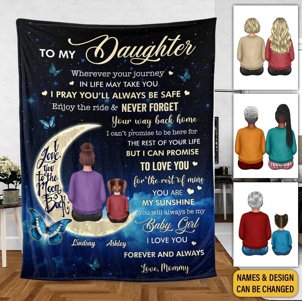 To My Daughter/Granddaughter Love You To The Moon And Back - Personalized Blanket - Meaningful Gift For Christmas, For Birthday - Giftago
