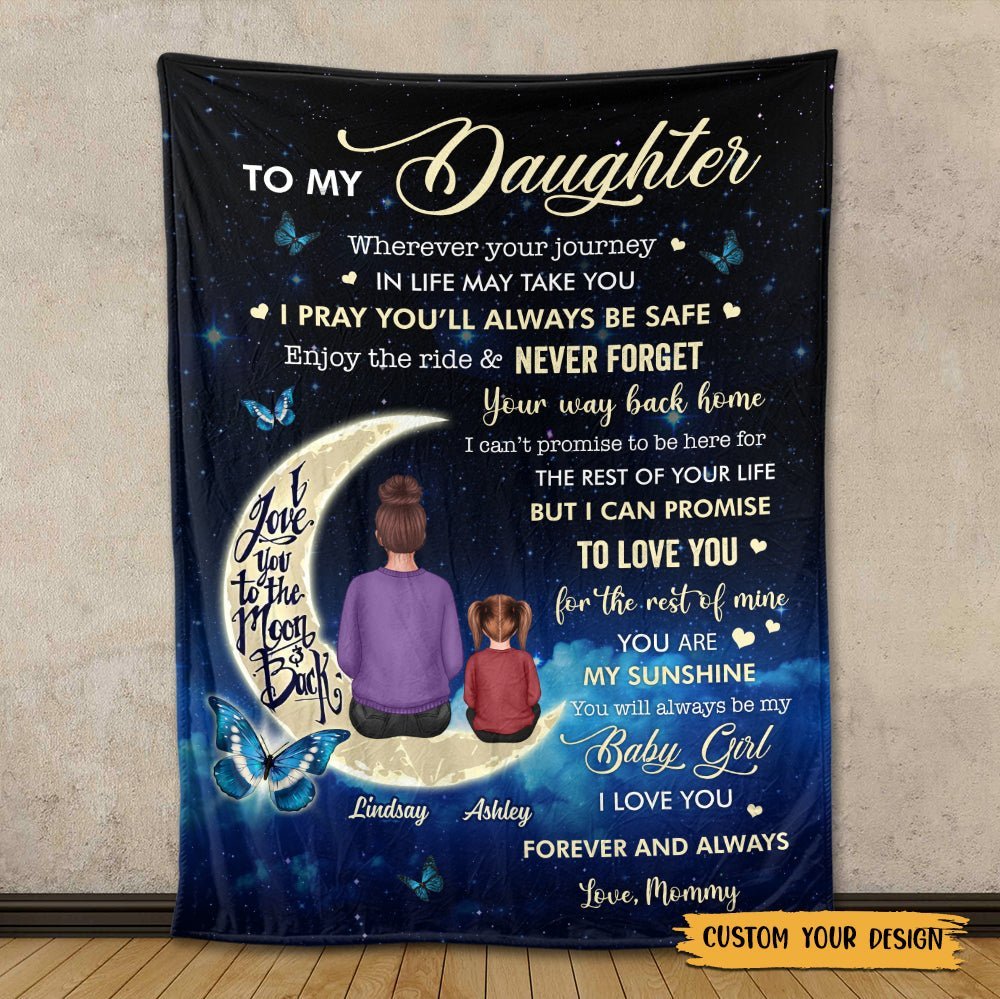 To My Daughter/Granddaughter Love You To The Moon And Back - Personalized Blanket - Meaningful Gift For Christmas, For Birthday - Giftago