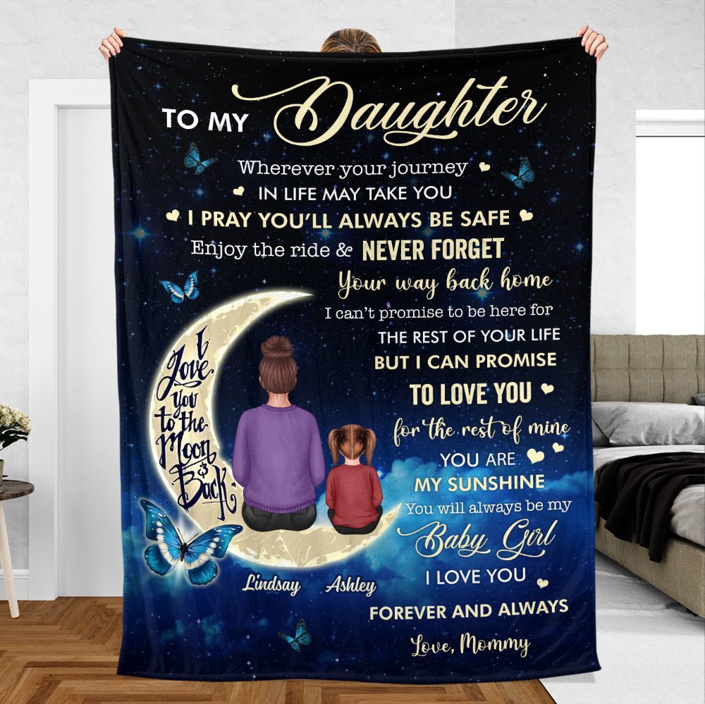 To My Daughter/Granddaughter Love You To The Moon And Back - Personalized Blanket - Meaningful Gift For Christmas, For Birthday - Giftago