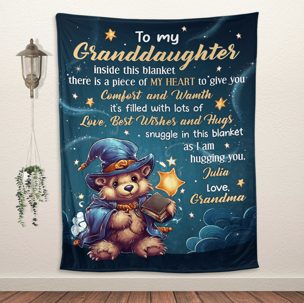 To My Granddaughter Bear Blanket - Personalized Blanket - Giftago