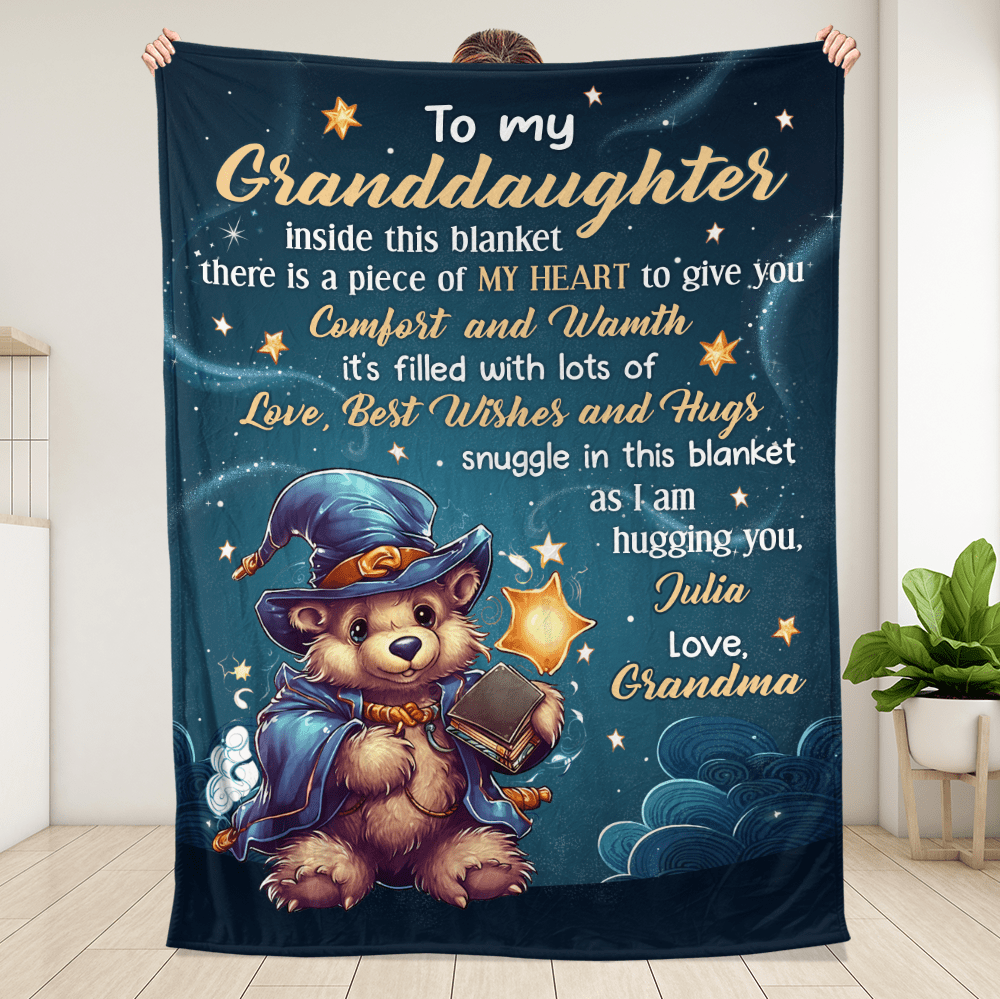 To My Granddaughter Bear Blanket - Personalized Blanket - Giftago
