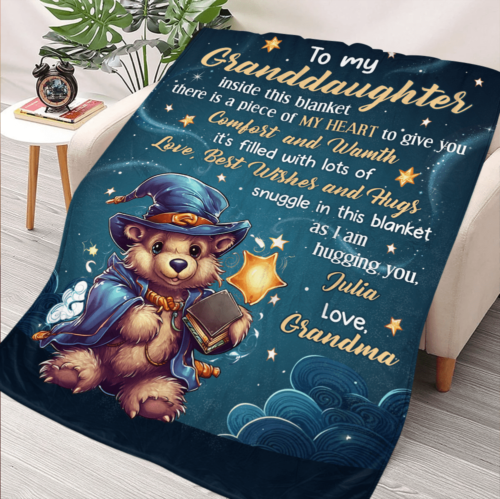 To My Granddaughter Bear Blanket - Personalized Blanket - Giftago