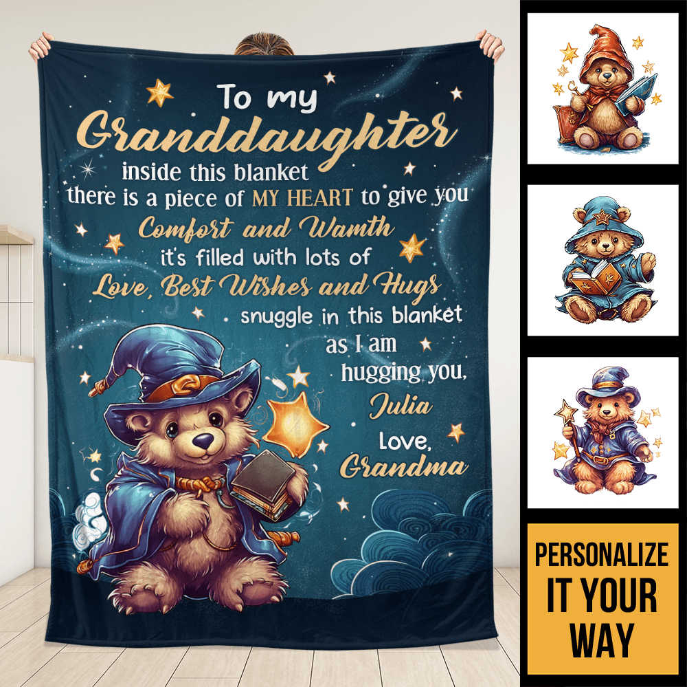 To My Granddaughter Bear Blanket - Personalized Blanket - Giftago