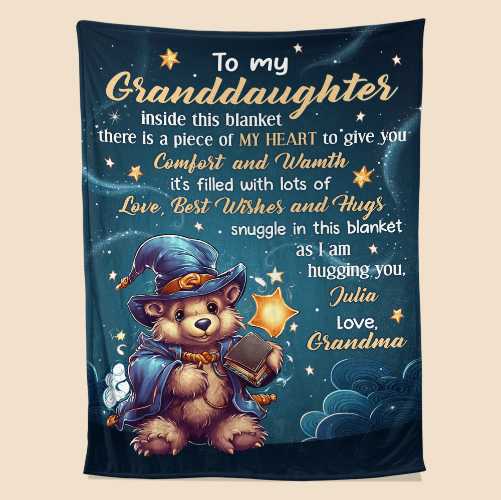 To My Granddaughter Bear Blanket - Personalized Blanket - Giftago