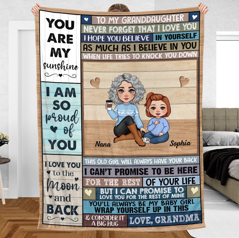 To My Granddaughter - You Are My Sunshine - Personalized Blanket - Best Gift For Granddaughter, For Christmas - Giftago