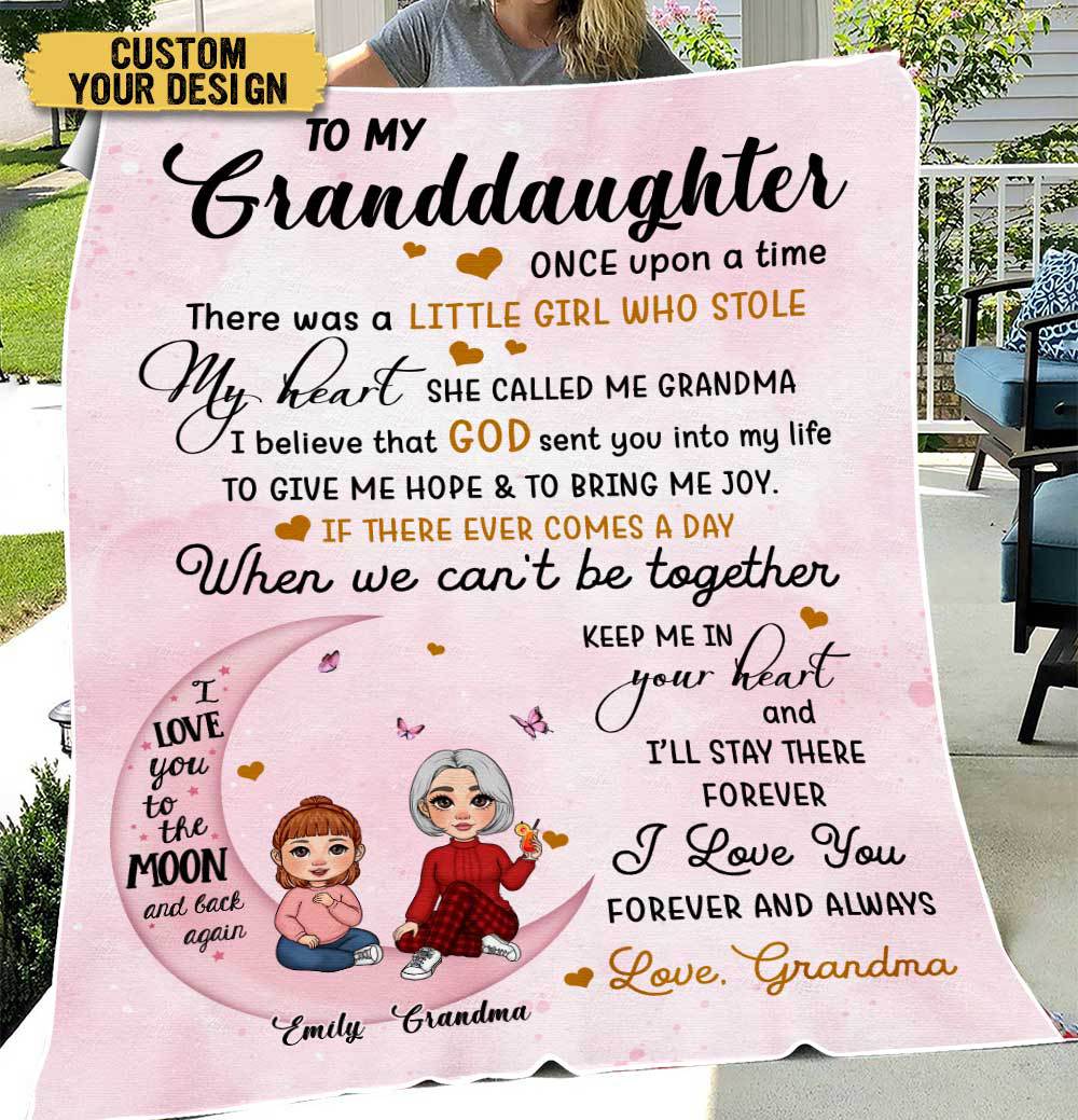 To My Grandkid Love You To The Moon And Back - Personalized Blanket - Best Gift For Christmas, For Family - Giftago