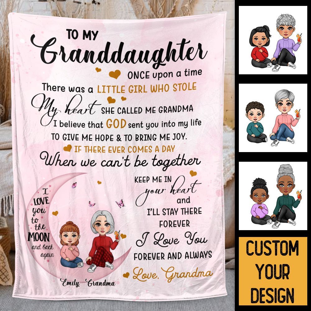 To My Grandkid Love You To The Moon And Back - Personalized Blanket - Best Gift For Christmas, For Family - Giftago