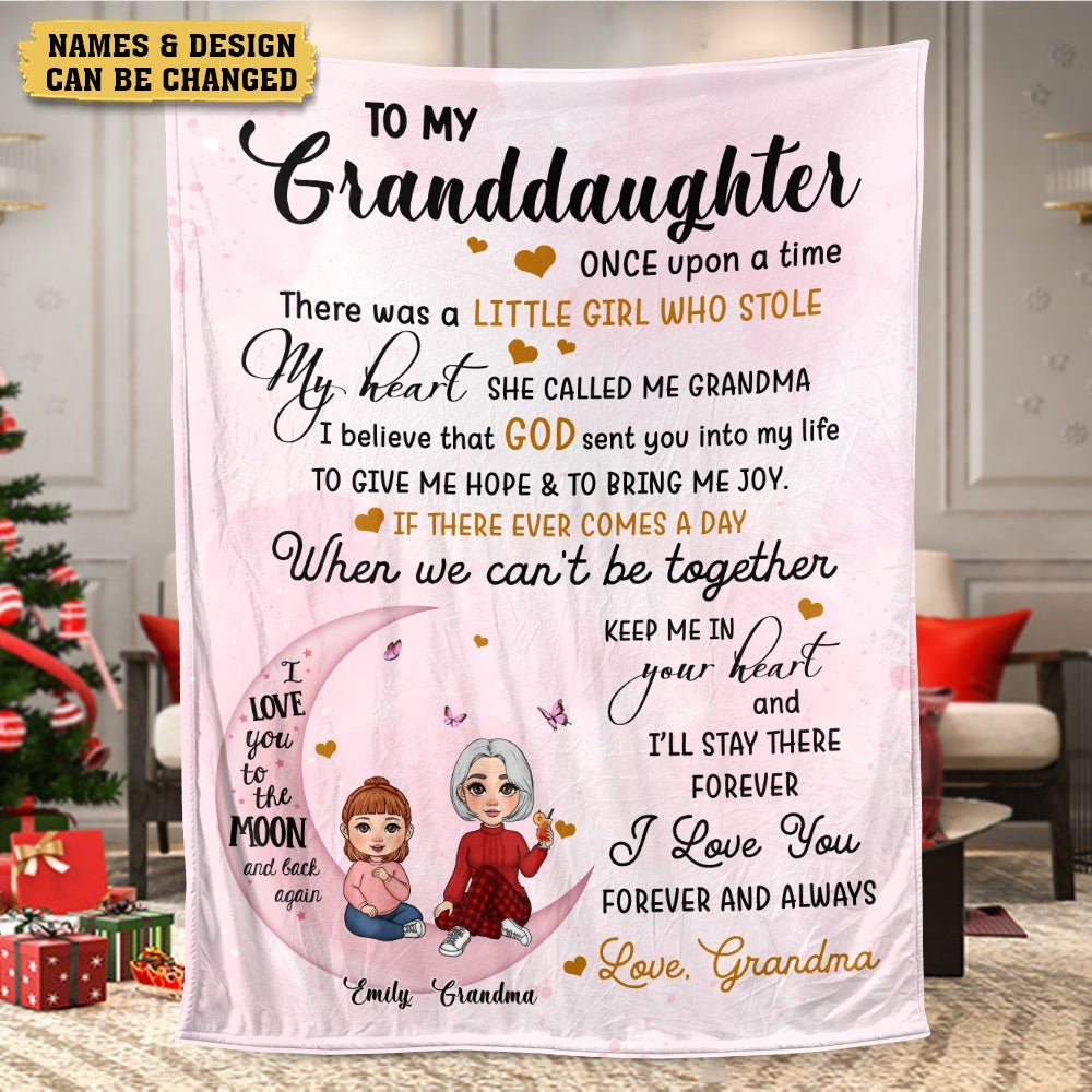 To My Grandkid Love You To The Moon And Back - Personalized Blanket - Best Gift For Christmas, For Family - Giftago