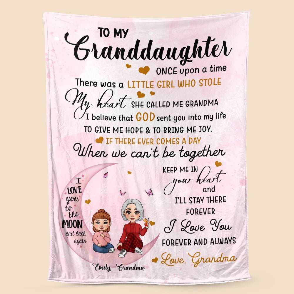 To My Grandkid Love You To The Moon And Back - Personalized Blanket - Best Gift For Christmas, For Family - Giftago