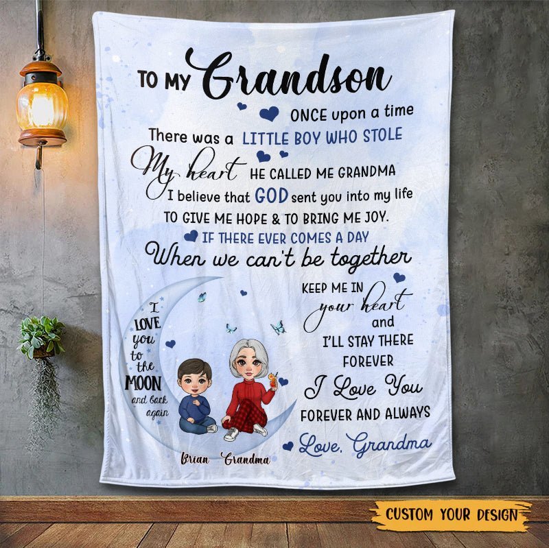 To My Grandkid Love You To The Moon And Back - Personalized Blanket - Best Gift For Christmas, For Family - Giftago