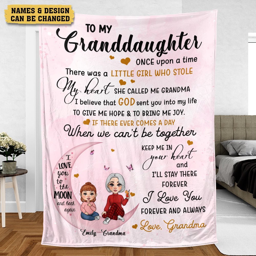 To My Grandkid Love You To The Moon And Back - Personalized Blanket - Best Gift For Christmas, For Family - Giftago
