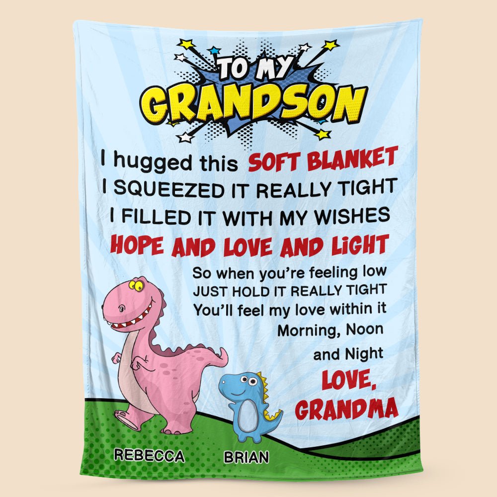 To My Grandson/ To My Granddaughter Dinosaur - Personalized Blanket - Meaningful Gift For Christmas, For Birthday - Giftago