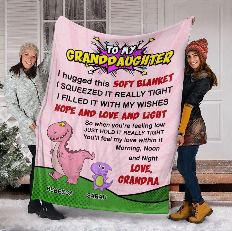 To My Grandson/ To My Granddaughter Dinosaur - Personalized Blanket - Meaningful Gift For Christmas, For Birthday - Giftago