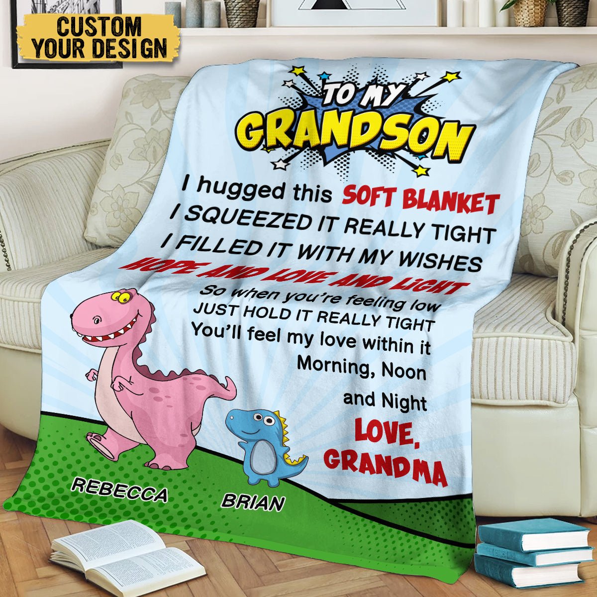 To My Grandson/ To My Granddaughter Dinosaur - Personalized Blanket - Meaningful Gift For Christmas, For Birthday - Giftago