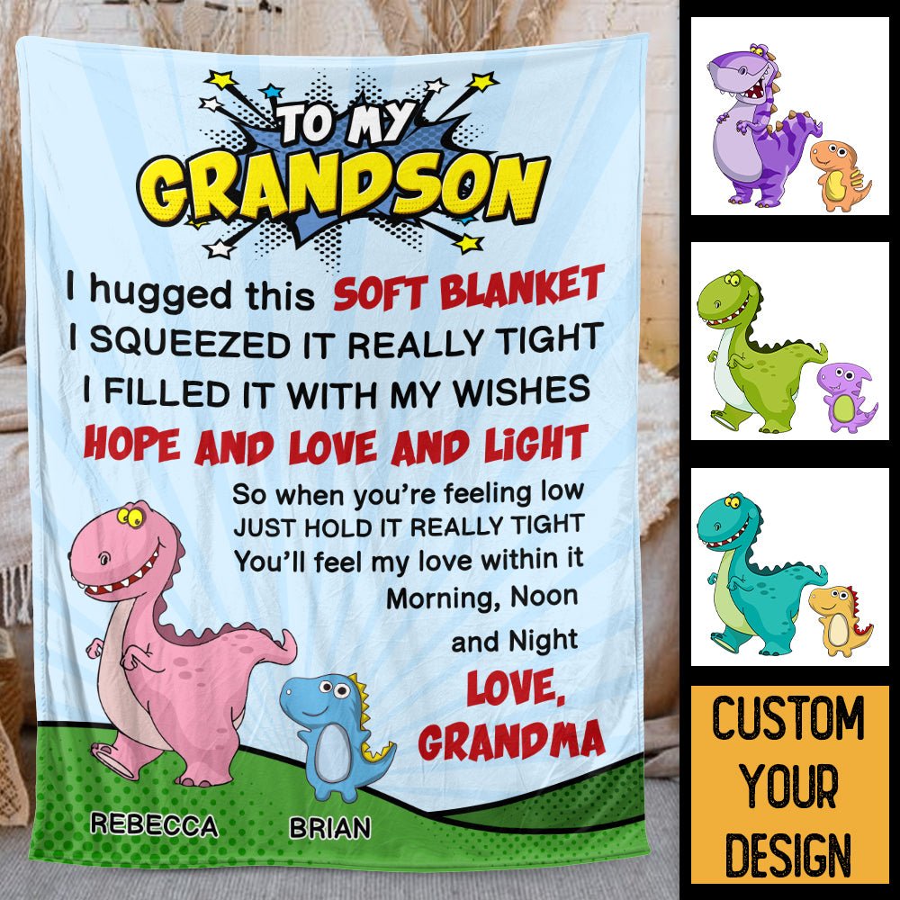 To My Grandson/ To My Granddaughter Dinosaur - Personalized Blanket - Meaningful Gift For Christmas, For Birthday - Giftago