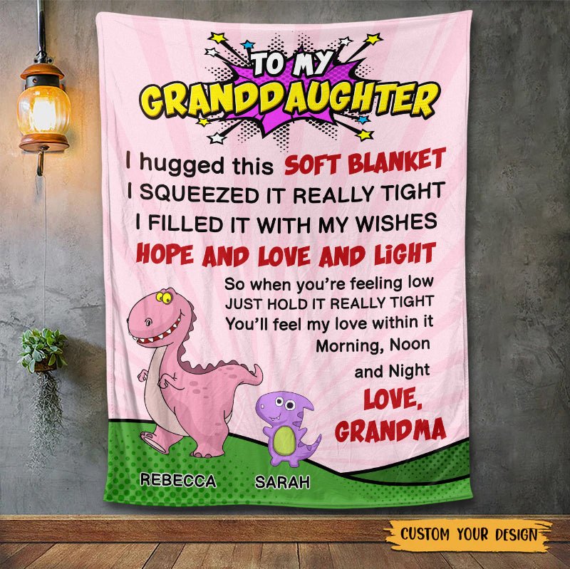 To My Grandson/ To My Granddaughter Dinosaur - Personalized Blanket - Meaningful Gift For Christmas, For Birthday - Giftago