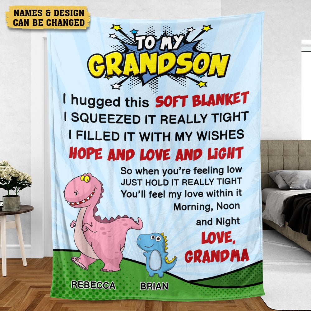 To My Grandson/ To My Granddaughter Dinosaur - Personalized Blanket - Meaningful Gift For Christmas, For Birthday - Giftago