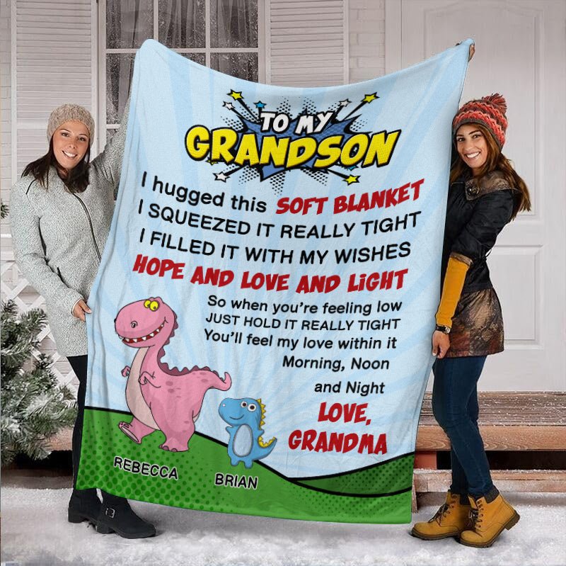 To My Grandson/ To My Granddaughter Dinosaur - Personalized Blanket - Meaningful Gift For Christmas, For Birthday - Giftago