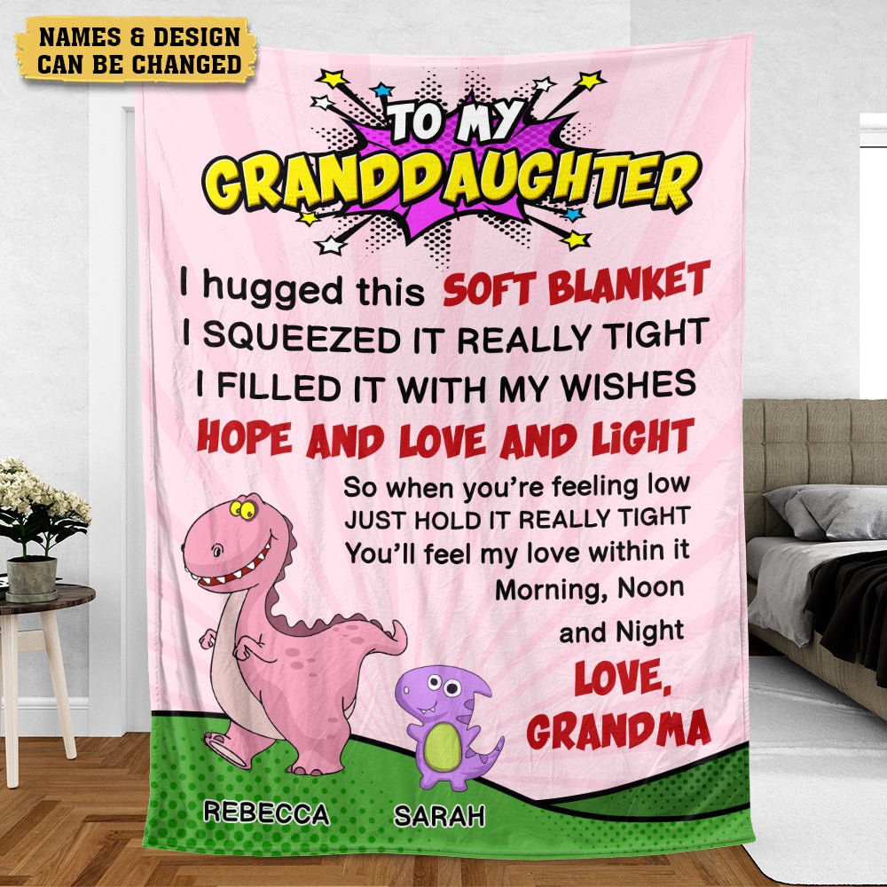 To My Grandson/ To My Granddaughter Dinosaur - Personalized Blanket - Meaningful Gift For Christmas, For Birthday - Giftago