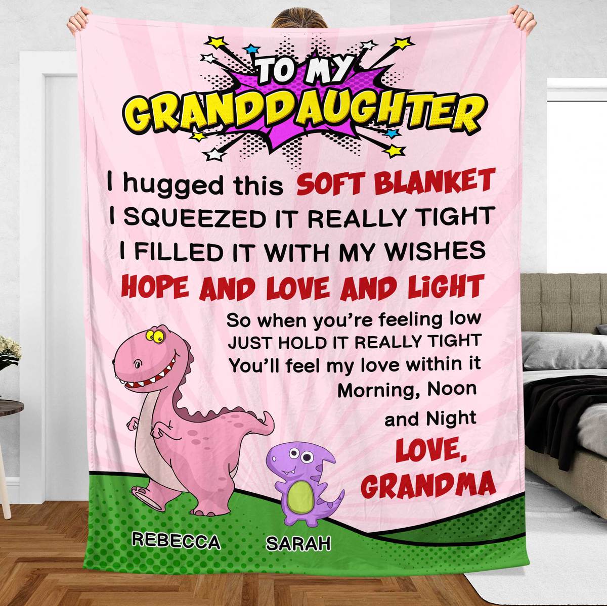 To My Grandson/ To My Granddaughter Dinosaur - Personalized Blanket - Meaningful Gift For Christmas, For Birthday - Giftago