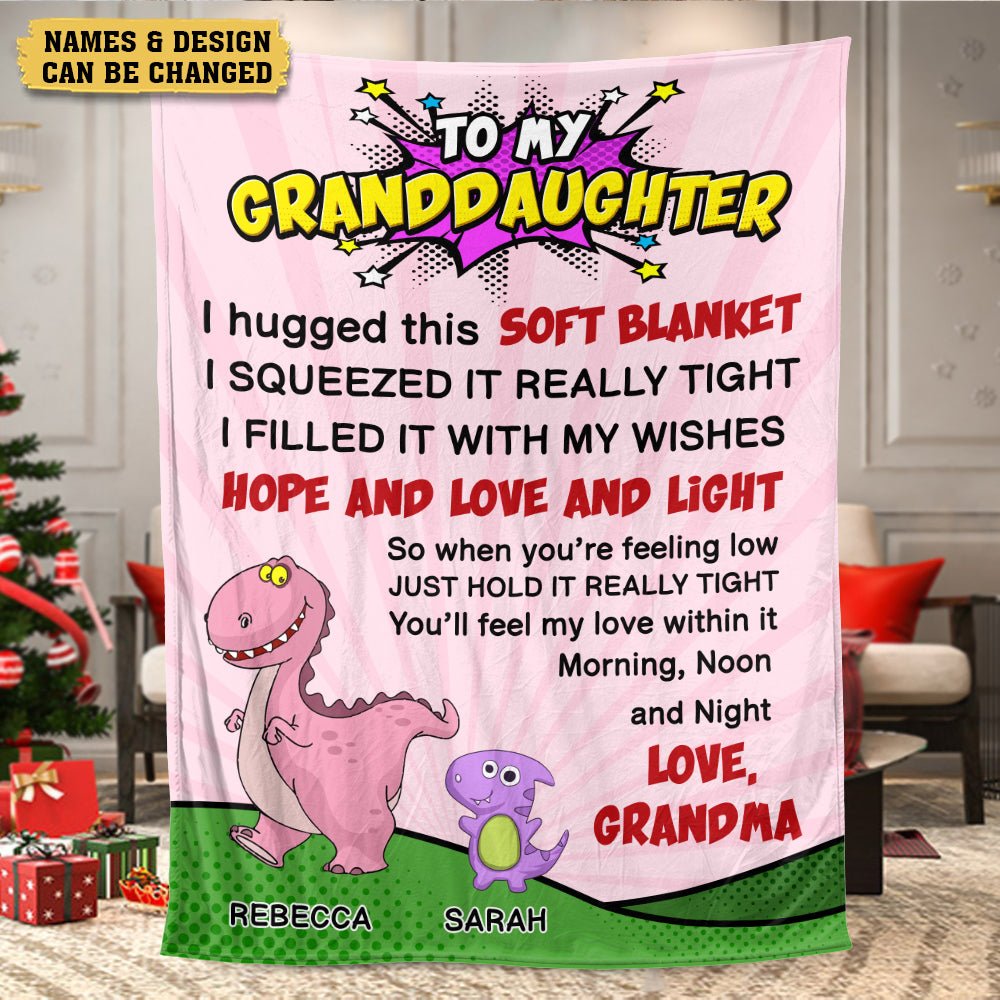 To My Grandson/ To My Granddaughter Dinosaur - Personalized Blanket - Meaningful Gift For Christmas, For Birthday - Giftago