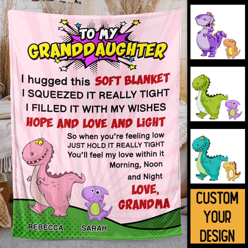 To My Grandson/ To My Granddaughter Dinosaur - Personalized Blanket - Meaningful Gift For Christmas, For Birthday - Giftago