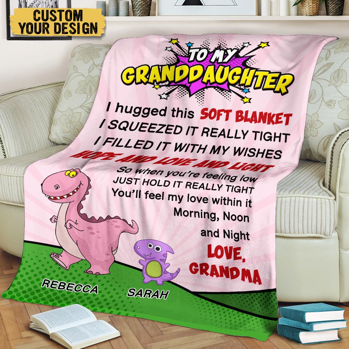 To My Grandson/ To My Granddaughter Dinosaur - Personalized Blanket - Meaningful Gift For Christmas, For Birthday - Giftago