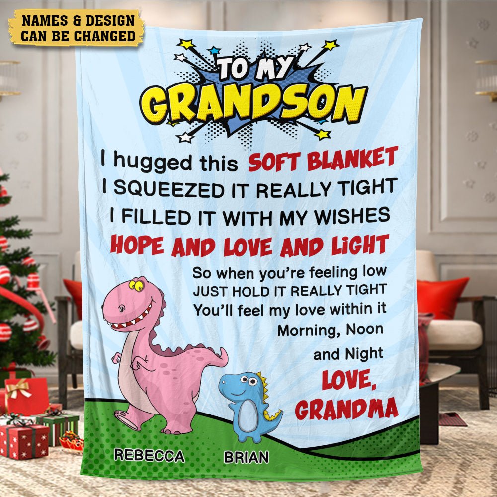 To My Grandson/ To My Granddaughter Dinosaur - Personalized Blanket - Meaningful Gift For Christmas, For Birthday - Giftago