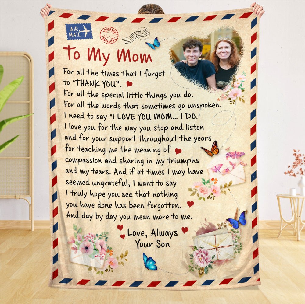 To My Mom Photo - Personalized Blanket - Best Gift For Mother - Giftago