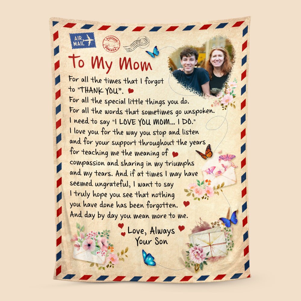 To My Mom Photo - Personalized Blanket - Best Gift For Mother - Giftago