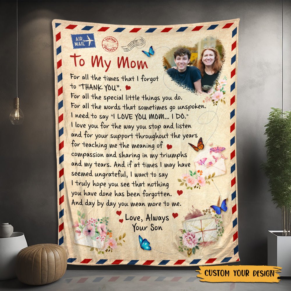 To My Mom Photo - Personalized Blanket - Best Gift For Mother - Giftago