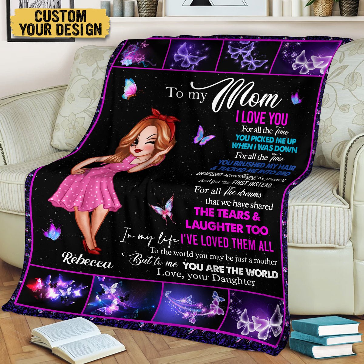 To My Mom Purple - Personalized Blanket - Best Gift For Mother, For Grandma - Giftago
