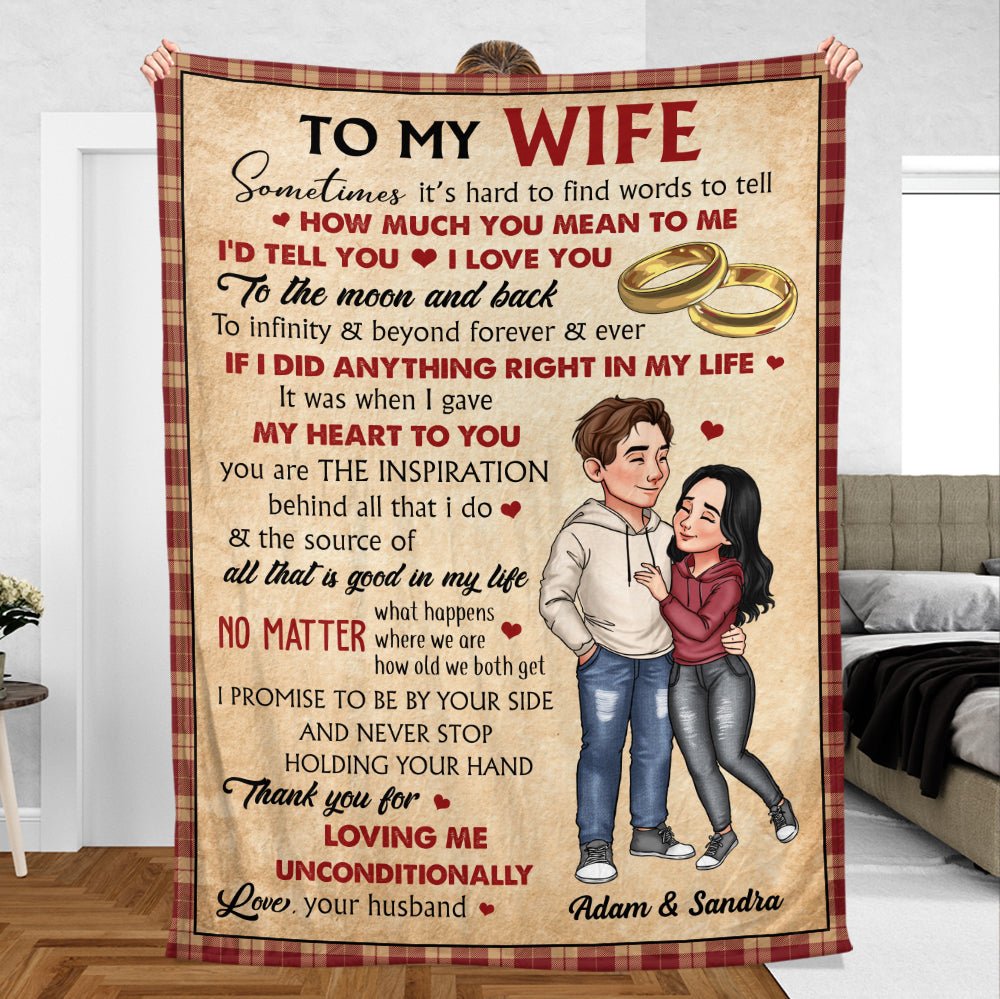To My Wife - Personalized Blanket - Meaningful Gift For Valentine, For Couple - Giftago