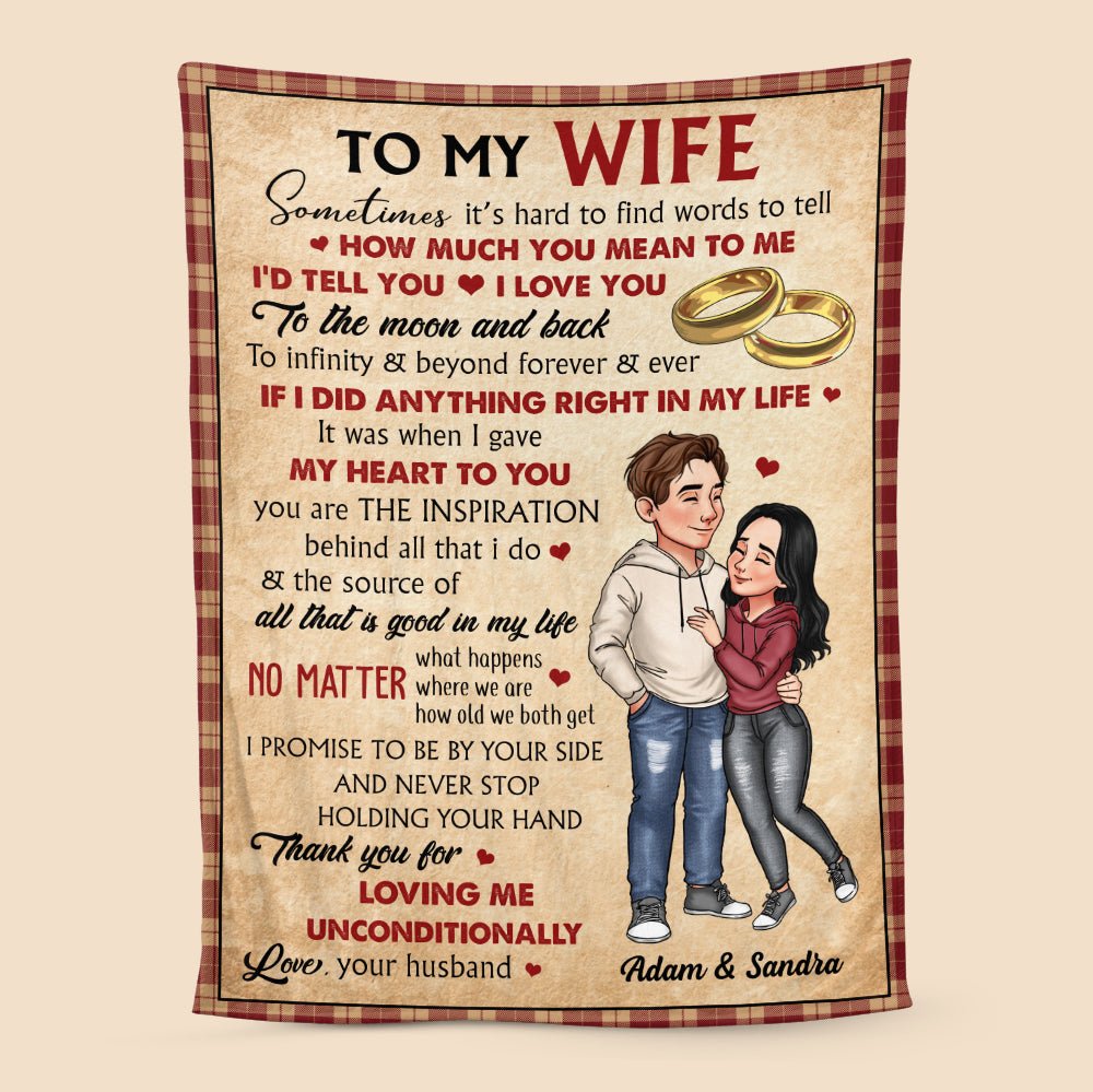 To My Wife - Personalized Blanket - Meaningful Gift For Valentine, For Couple - Giftago