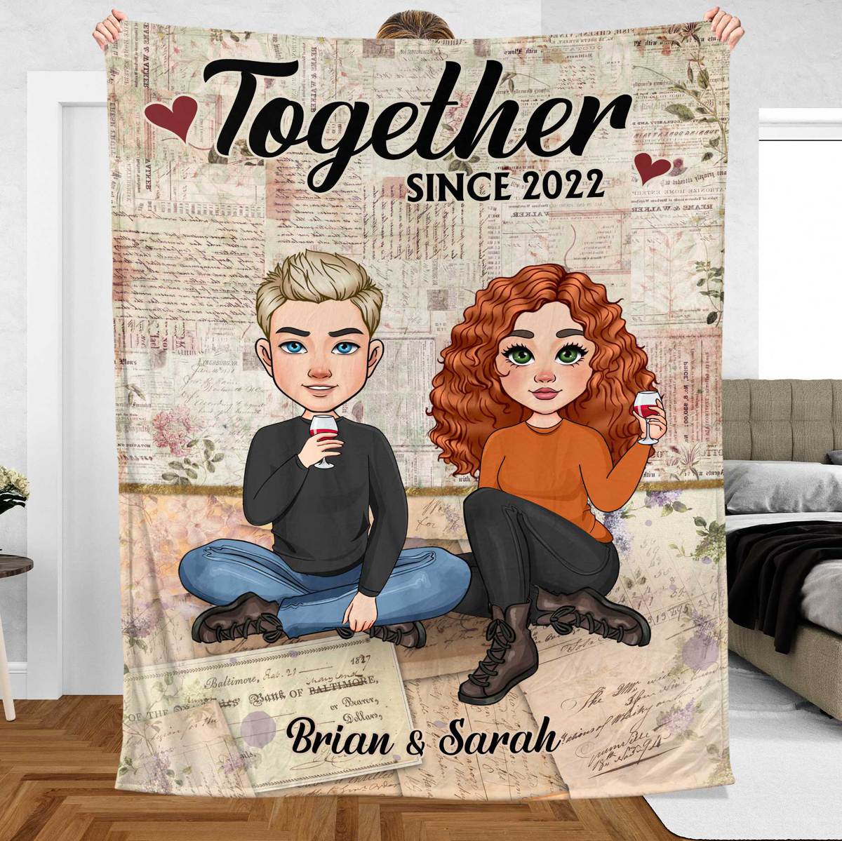 Together Since Couple - Personalized Blanket - Meaningful Gift For Valentine - Giftago